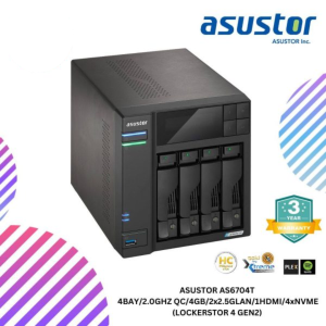 ASUSTOR AS6704T  4BAY/2.0GHZ QC/4GB/2x2.5GLAN/1HDMI/4xNVME (LOCKERSTOR 4 GEN2)