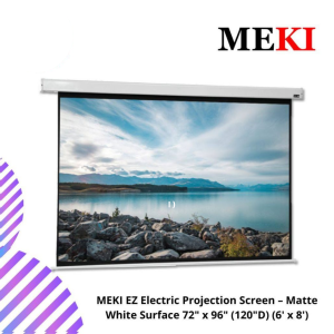 MEKI EZ Electric Projection Screen – Matte White Surface 72" x 96" (120"D) (6' x 8')