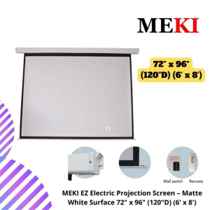 MEKI EZ Electric Projection Screen – Matte White Surface 72" x 96" (120"D) (6' x 8')