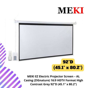 MEKI EZ Electric Projector Screen – AL Casing (ZIGnature) 16:9 HDTV Format High Contrast Grey 92”D (45.1" x 80.2”)