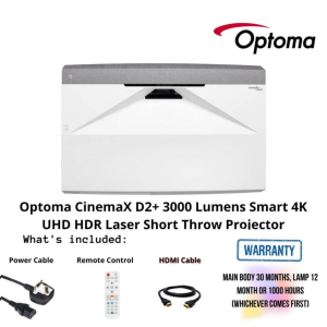 Optoma CinemaX D2+ 3000 Lumens Smart 4K UHD HDR Laser Short Throw Projector