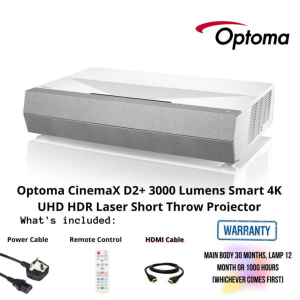 Optoma CinemaX D2+ 3000 Lumens Smart 4K UHD HDR Laser Short Throw Projector