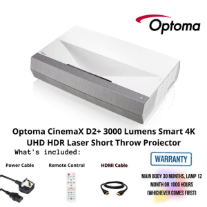 Optoma CinemaX D2+ 3000 Lumens Smart 4K UHD HDR Laser Short Throw Projector