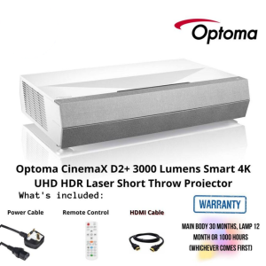 Optoma CinemaX D2+ 3000 Lumens Smart 4K UHD HDR Laser Short Throw Projector