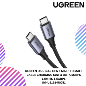 UGREEN USB-C 3.2 GEN 1 MALE TO MALE CABLE CHARGING 60W & DATA 5GBPS