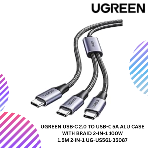 UGREEN USB-C 2.0 TO USB-C 5A ALU CASE WITH BRAID 2-IN-1 100W