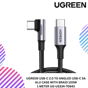 UGREEN USB-C 2.0 TO ANGLED USB-C 5A ALU CASE WITH BRAID 100W