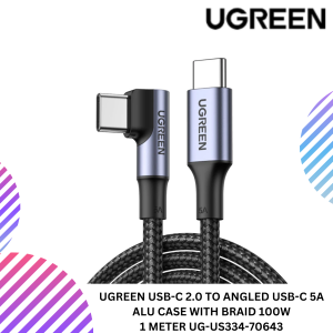 UGREEN USB-C 2.0 TO ANGLED USB-C 5A ALU CASE WITH BRAID 100W