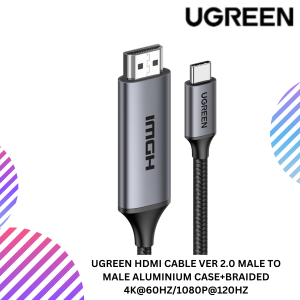UGREEN HDMI CABLE VER 2.0 MALE TO MALE ALUMINIUM CASE+BRAIDED 4K@60HZ/1080P@120HZ