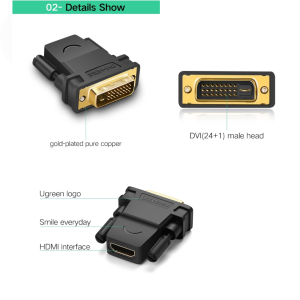 UGREEN DVI 24+1 MALE TO HDMI FEMALE ADAPTER
