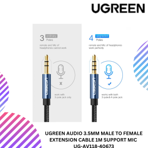 UGREEN AUDIO 3.5MM MALE TO FEMALE EXTENSION CABLE 1M SUPPORT MIC