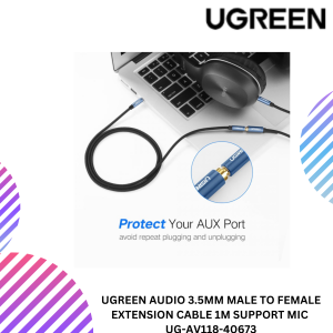 UGREEN AUDIO 3.5MM MALE TO FEMALE EXTENSION CABLE 1M SUPPORT MIC