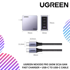 UGREEN NEXODE PRO 160W 3C1A GAN FAST CHARGER + USB-C TO USB-C CABLE
