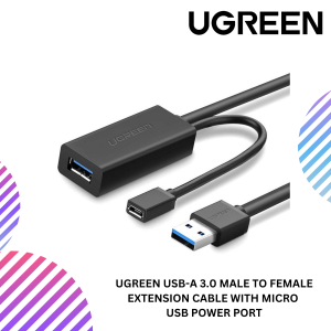 UGREEN USB-A 3.0 MALE TO FEMALE EXTENSION CABLE WITH MICRO USB POWER PORT