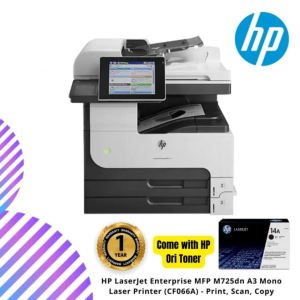 HP LaserJet Enterprise MFP M725dn A3 Mono Laser Printer (CF066A) - Print, Scan, Copy