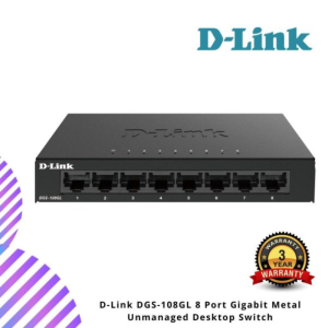 D-Link DGS-108GL 8 Port Gigabit Metal Unmanaged Desktop Switch