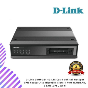 D-Link DWM-321 4G LTE Cat 4 Vehical HotSpot VPN Router ,4 x MicroSIM Slots,1 Port WAN/LAN, 2 LAN ,GPS , Wi-Fi