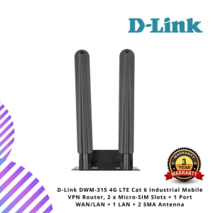 D-Link DWM-315 4G LTE Cat 6 Industrial Mobile VPN Router, 2 x Micro-SIM Slots + 1 Port WAN/LAN + 1 LAN + 2 SMA Antenna