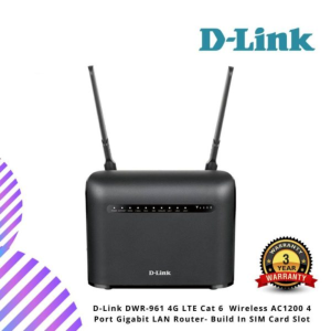 D-Link DWR-961 4G LTE Cat 6  Wireless AC1200 4 Port Gigabit LAN Router- Build In SIM Card Slot