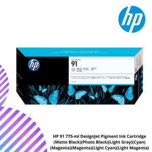 HP 91 775-ml DesignJet Pigment Ink Cartridge (Matte Black)(Photo Black)(Light Gray)(Cyan)(Magenta)(Yellow)(Light Cyan)(Light Magenta)