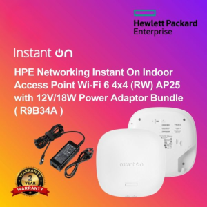 HPE Networking Instant On Indoor Access Point Wi‑Fi 6 4x4 (RW) AP25 with 12V/18W Power Adaptor Bundle ( R9B34A )