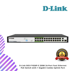 D-Link DES-F1026P-E 250M 24-Port Fast Ethernet PoE Switch with 1 Gigabit Combo Uplink Port