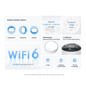 TP-Link Deco X50-POE AX3000 Whole Home Mesh Wi-Fi 6 System