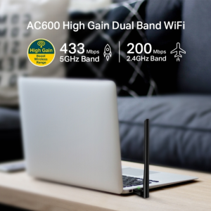 TP-Link Archer T2U Plus AC600 High Gain Wi-Fi Dual Band USB Adapter