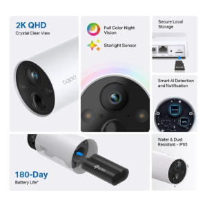 TP_Link Tapo C420S2 Smart Wire-Free Security Camera System, 2-Camera System