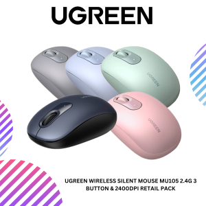 UGREEN WIRELESS SILENT MOUSE MU105 2.4G 3 BUTTON & 2400DPI RETAIL PACK
