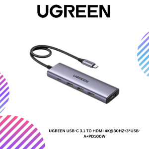 UGREEN USB-C 3.1 TO HDMI 4K@30HZ+3*USB-A+PD100W