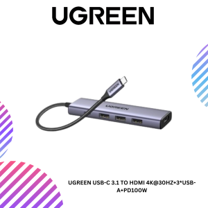 UGREEN USB-C 3.1 TO HDMI 4K@30HZ+3*USB-A+PD100W