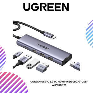 UGREEN USB-C 3.2 TO HDMI 4K@60HZ+3*USB-A+PD100W