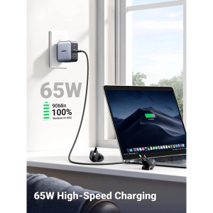 UGREEN 65W 2C1A WORLDWIDE TRAVEL GAN FAST CHARGER INTERCHANGEABLE UK/US/EU PLUGS