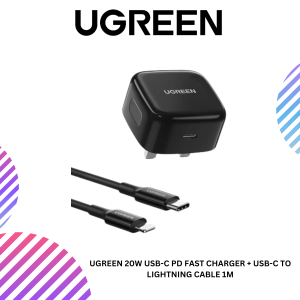 UGREEN 20W USB-C PD FAST CHARGER + USB-C TO LIGHTNING CABLE 1M