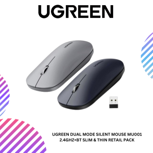 UGREEN DUAL MODE SILENT MOUSE MU001 2.4GHZ+BT SLIM & THIN RETAIL PACK