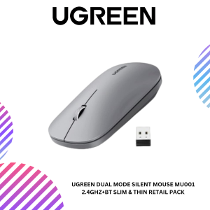 UGREEN DUAL MODE SILENT MOUSE MU001 2.4GHZ+BT SLIM & THIN RETAIL PACK