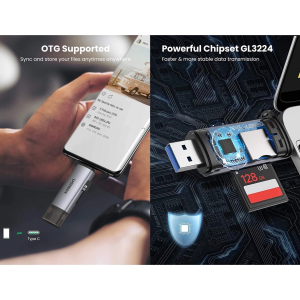UGREEN USB-A 3.0+USB-C 3.1 GEN 1 TO TF/SD 3.0 CARD READER