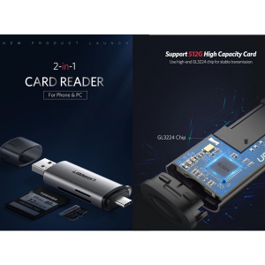 UGREEN USB-A 3.0+USB-C 3.1 GEN 1 TO TF/SD 3.0 CARD READER