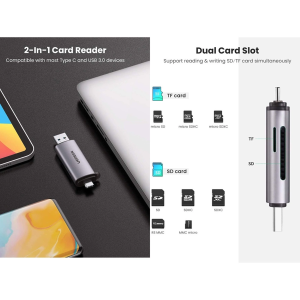 UGREEN USB-A 3.0+USB-C 3.1 GEN 1 TO TF/SD 3.0 CARD READER