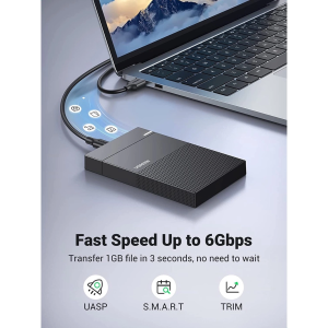 UGREEN USB-A 3.0 TO 2.5" SATA HARD DRIVE ENCLOSURE 5GBPS DETACHABLE (BLACK)