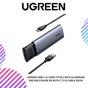 UGREEN USB-C 3.1 GEN1 TO M.2 SATA ALUMINUM SSD ENCLOSURE 5G WITH C TO A CABLE 50CM