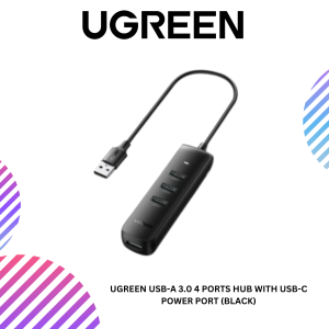 UGREEN USB-A 3.0 4 PORTS HUB WITH USB-C POWER PORT (BLACK)