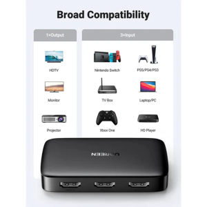 UGREEN HDMI SWITCHER 3 IN 1 OUT  4K@30HZ