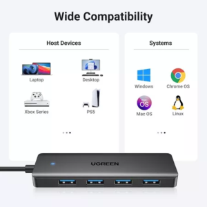 UGREEN USB-A 3.0 TO 4*USB-A 3.0 HUB - 15cm(BLACK)