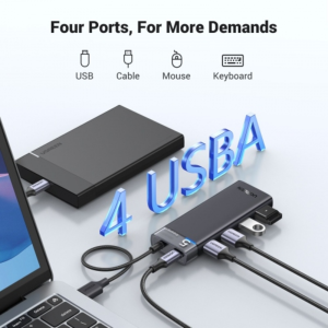 UGREEN USB-A 3.2 HUB TO 4*USB-A 3.2 WITH USB-C POWER SUPPLY (GREY)