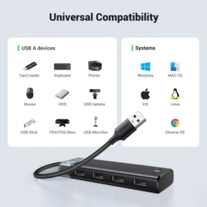 UGREEN USB-A 3.2 HUB TO 4*USB-A 3.2 WITH USB-C POWER SUPPLY (GREY)