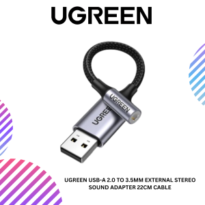 UGREEN USB-A 2.0 TO 3.5MM EXTERNAL STEREO SOUND ADAPTER 22CM CABLE