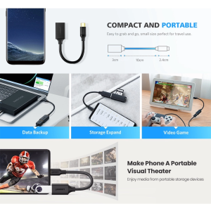 UGREEN USB-C MALE TO USB-A 3.0 FEMALE CABLE (BLACK)