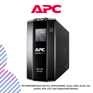 APC BR900MI Back-UPS Pro, 900VA/540W, Tower, 230V, 6x IEC C13 outlets, AVR, LCD, User Replaceable Battery